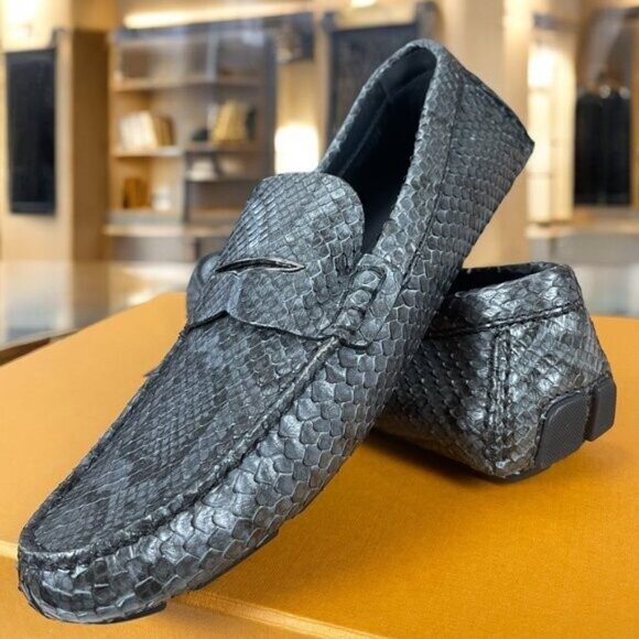 NEW LOUIS VUITTON Exotic Python Snakeskin Loafer Drivers Mens Shoes LV 10 =US 11 main image 16